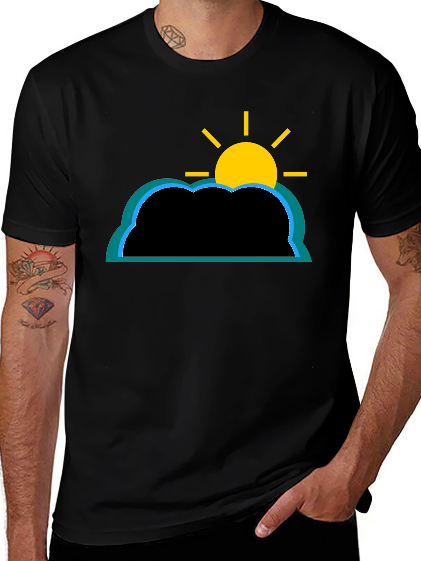 Variant 18 of Cloud and Sun Graphic T-Shirt - Black