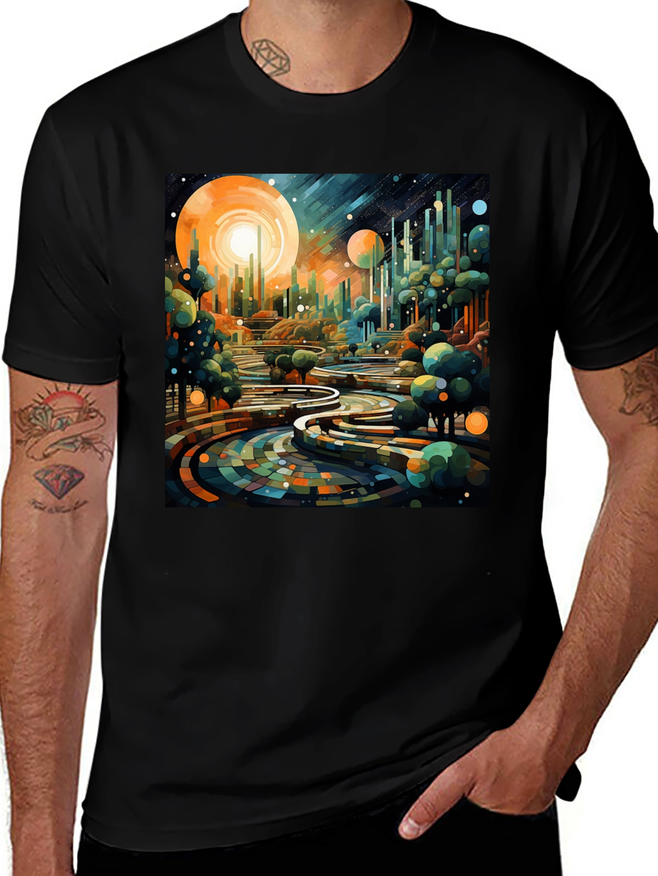 Variant 25 of Abstract Cityscape Graphic Tee