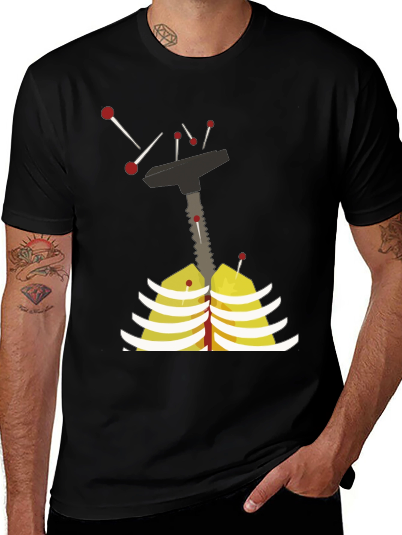 Variant 17 of Humorous Anatomical Rib Cage T-Shirt