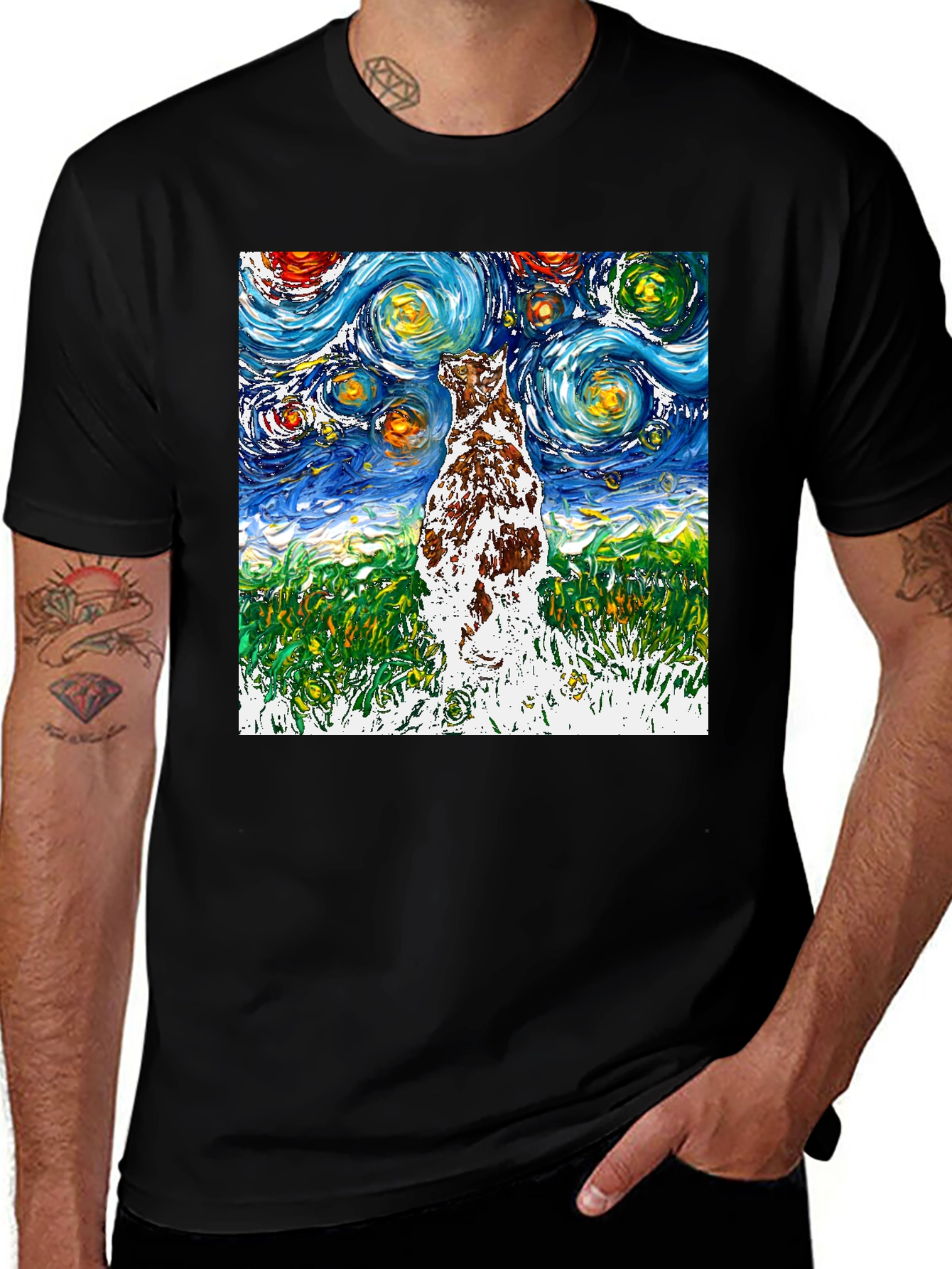 Variant 20 of Starry Night Dog T-Shirt | Artistic Design