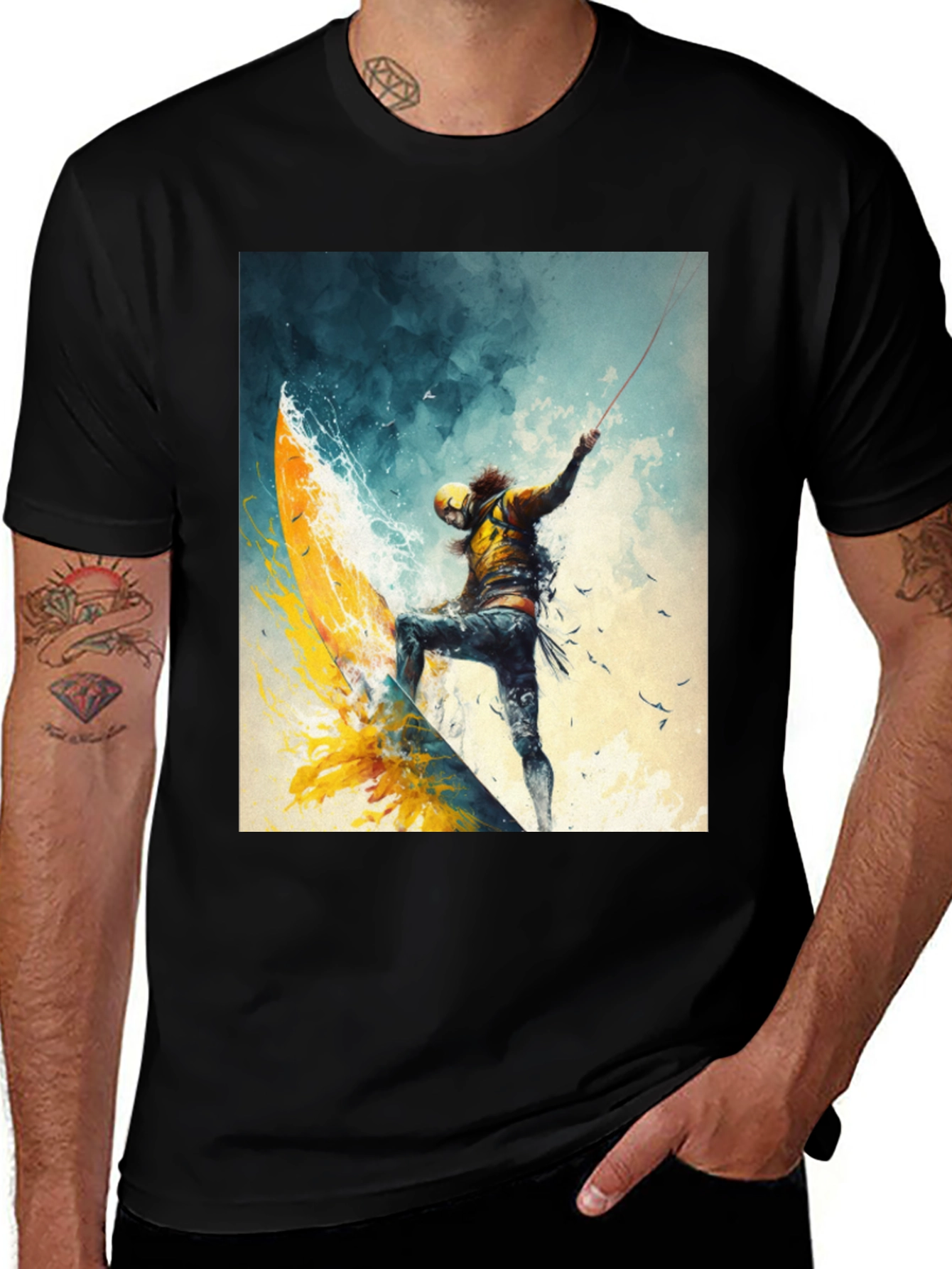 Variant 14 of Surfer Graphic Black T-Shirt