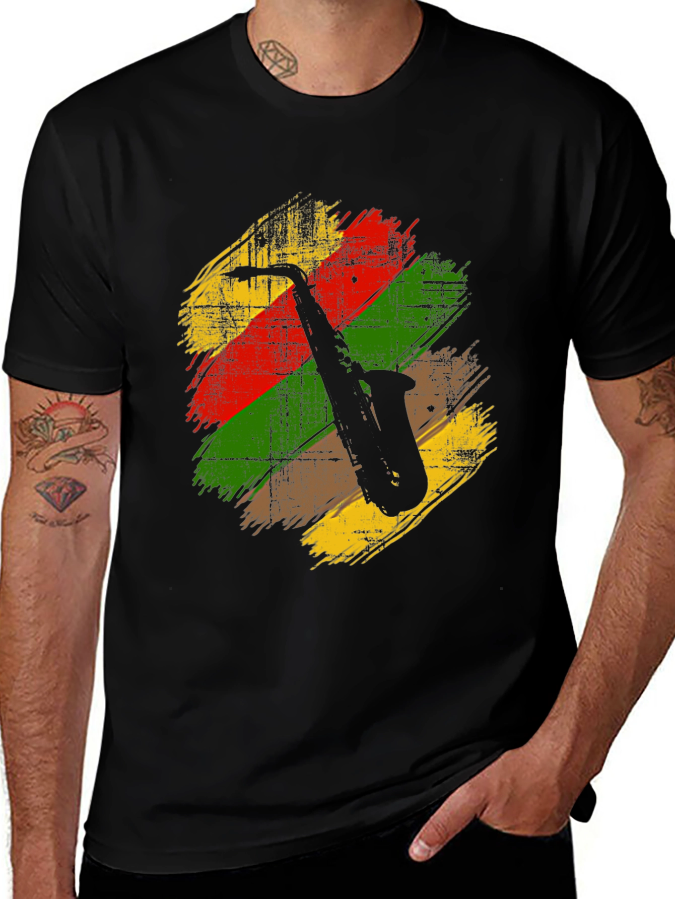 Variant 4 of Saxophone Rasta Reggae Style T-Shirt