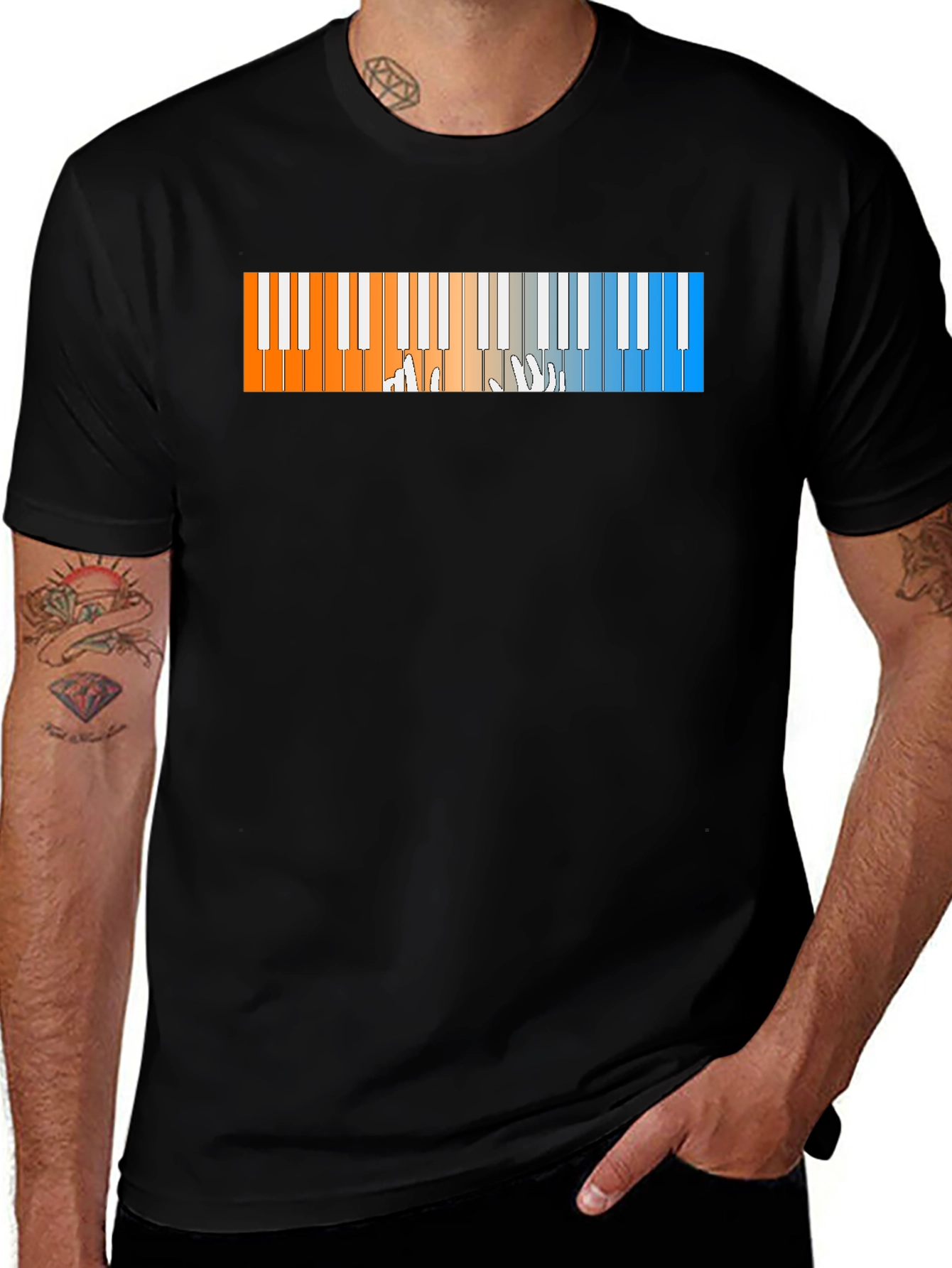 Black Piano Keys Graphic T-Shirt - Cool Musician Tee main image