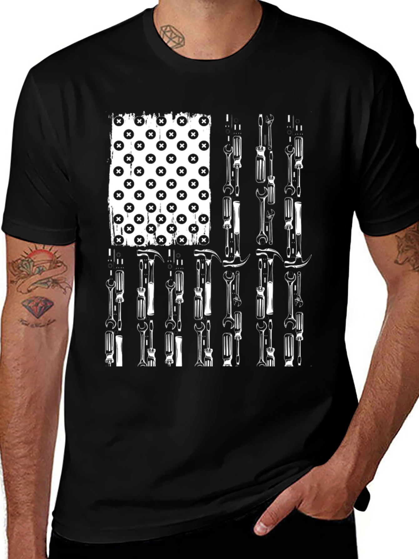 Variant 24 of American Flag Mechanic Tools T-Shirt