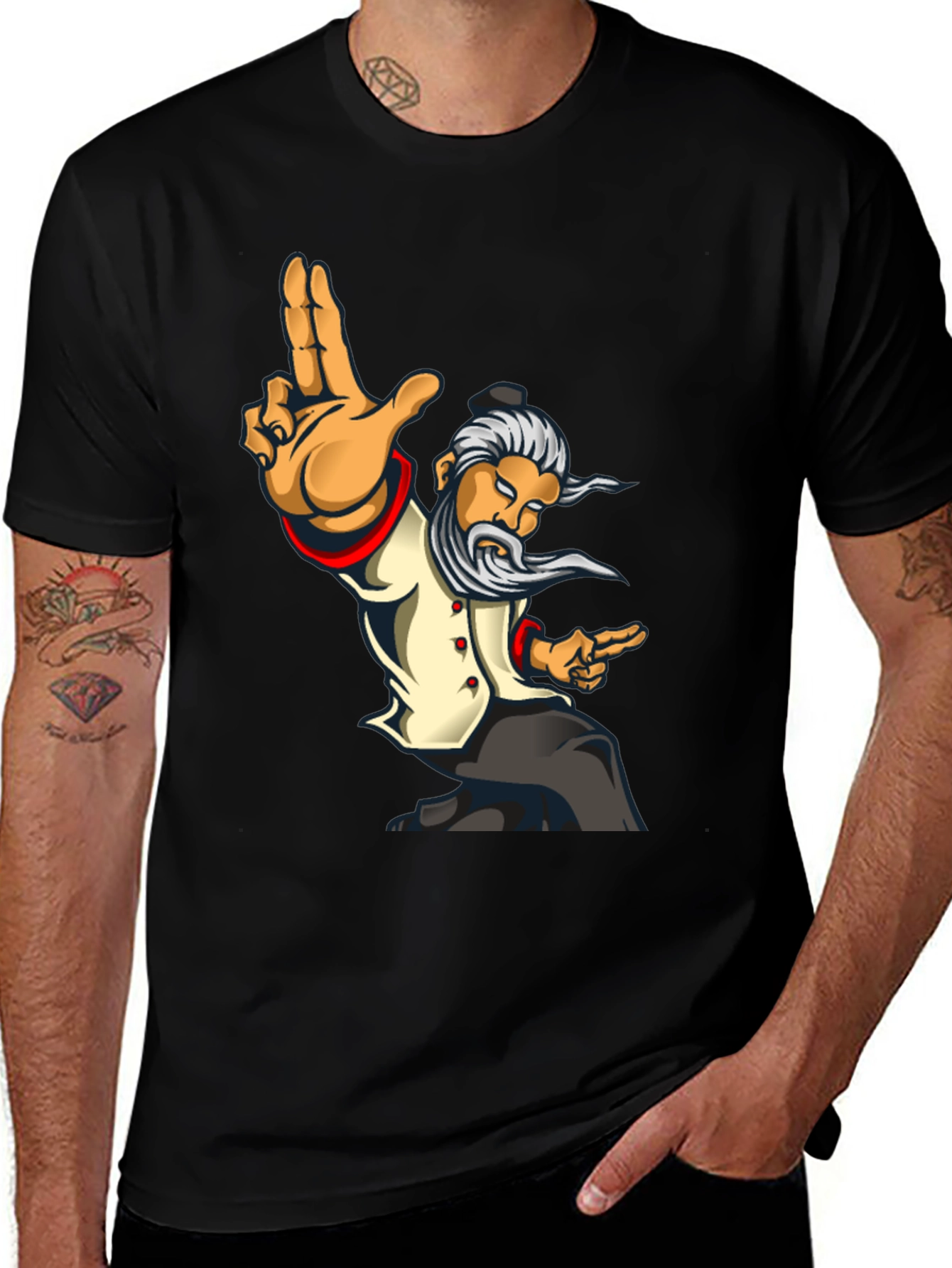 Variant 15 of Kung Fu Master Graphic Tee - Black Cotton T-Shirt