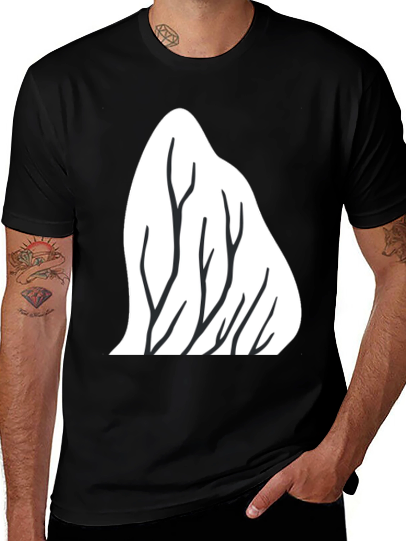 Variant 30 of Mountain Trees Graphic Tee - Black