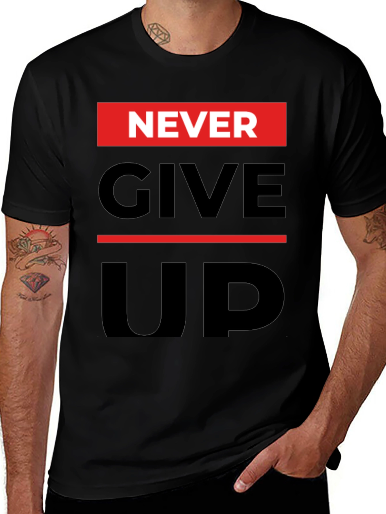 Variant 27 of Never Give Up Graphic Print T-Shirt - Motivational
