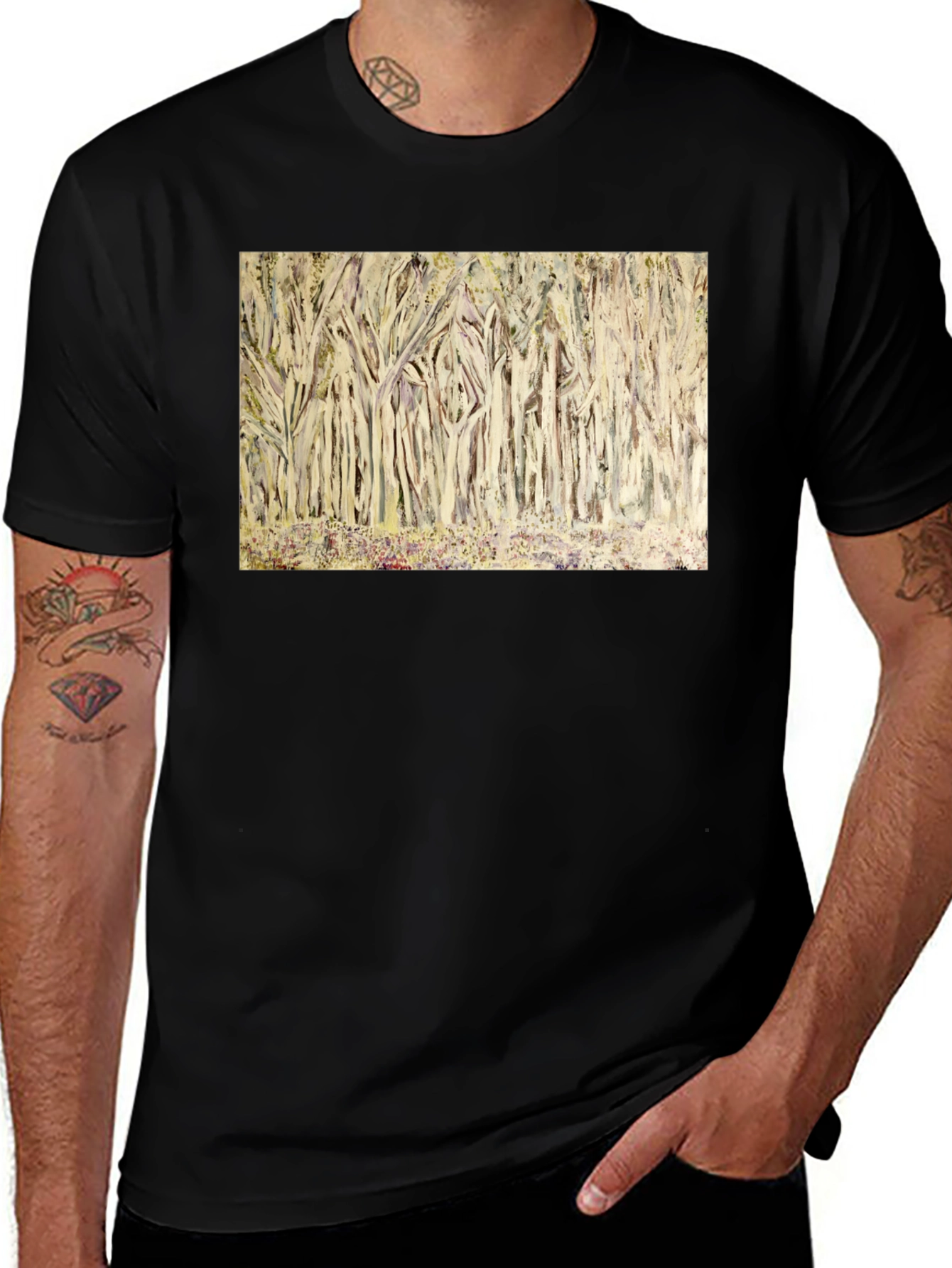 Variant 9 of Abstract Forest Art Black T-Shirt