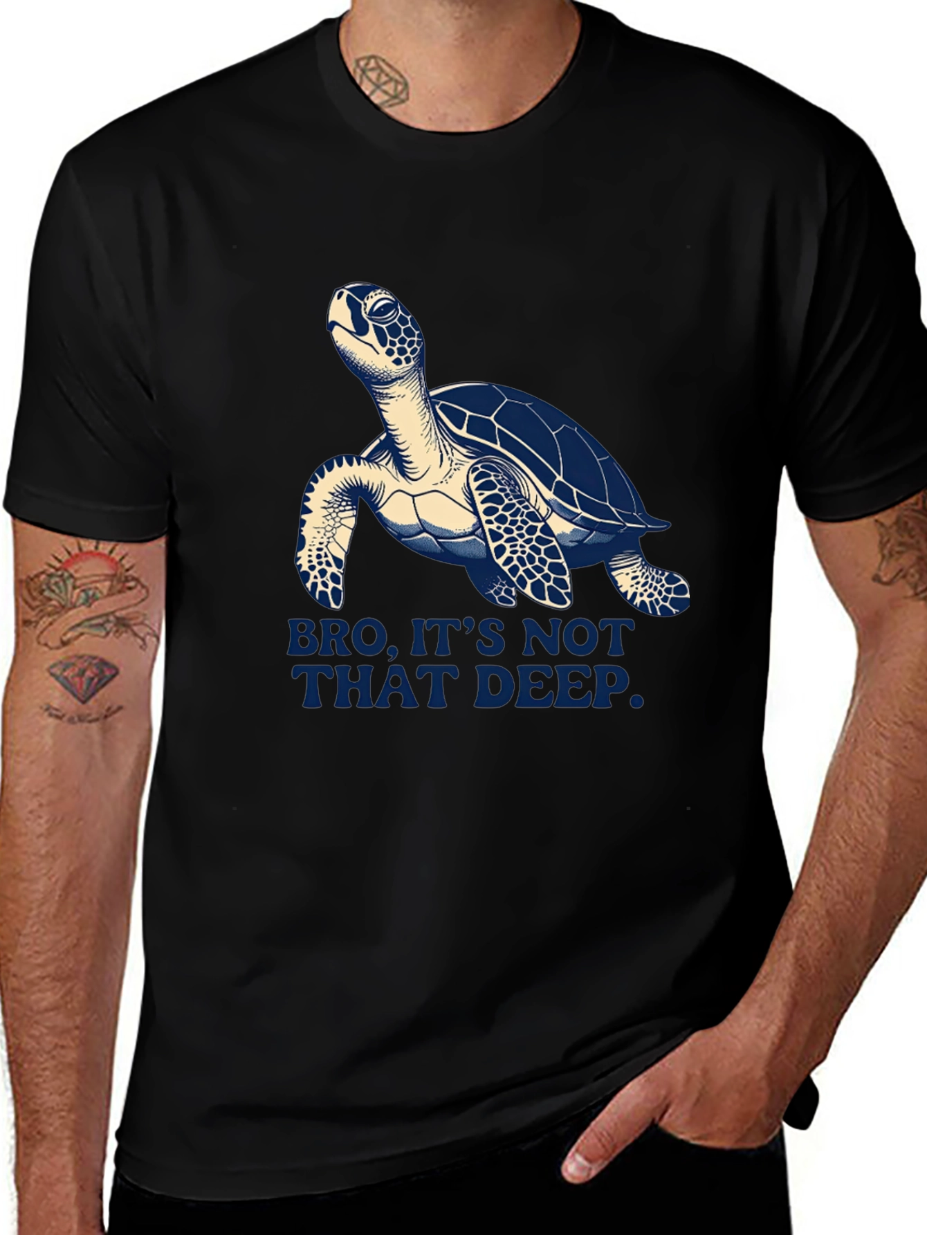 Variant 25 of Turtle Tee - Bro, It's Not That Deep - Cool Graphic T-Shirt