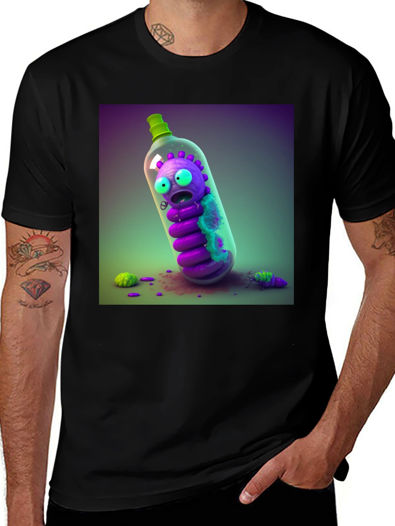 Variant 9 of Funky Alien Bottle Graphic T-Shirt