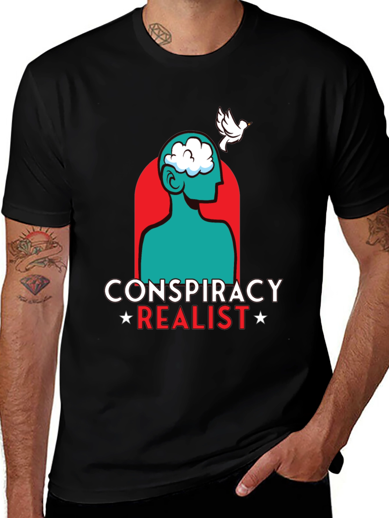 Variant 20 of Conspiracy Realist Graphic Tee - Think Outside the Clouds T-Shirt