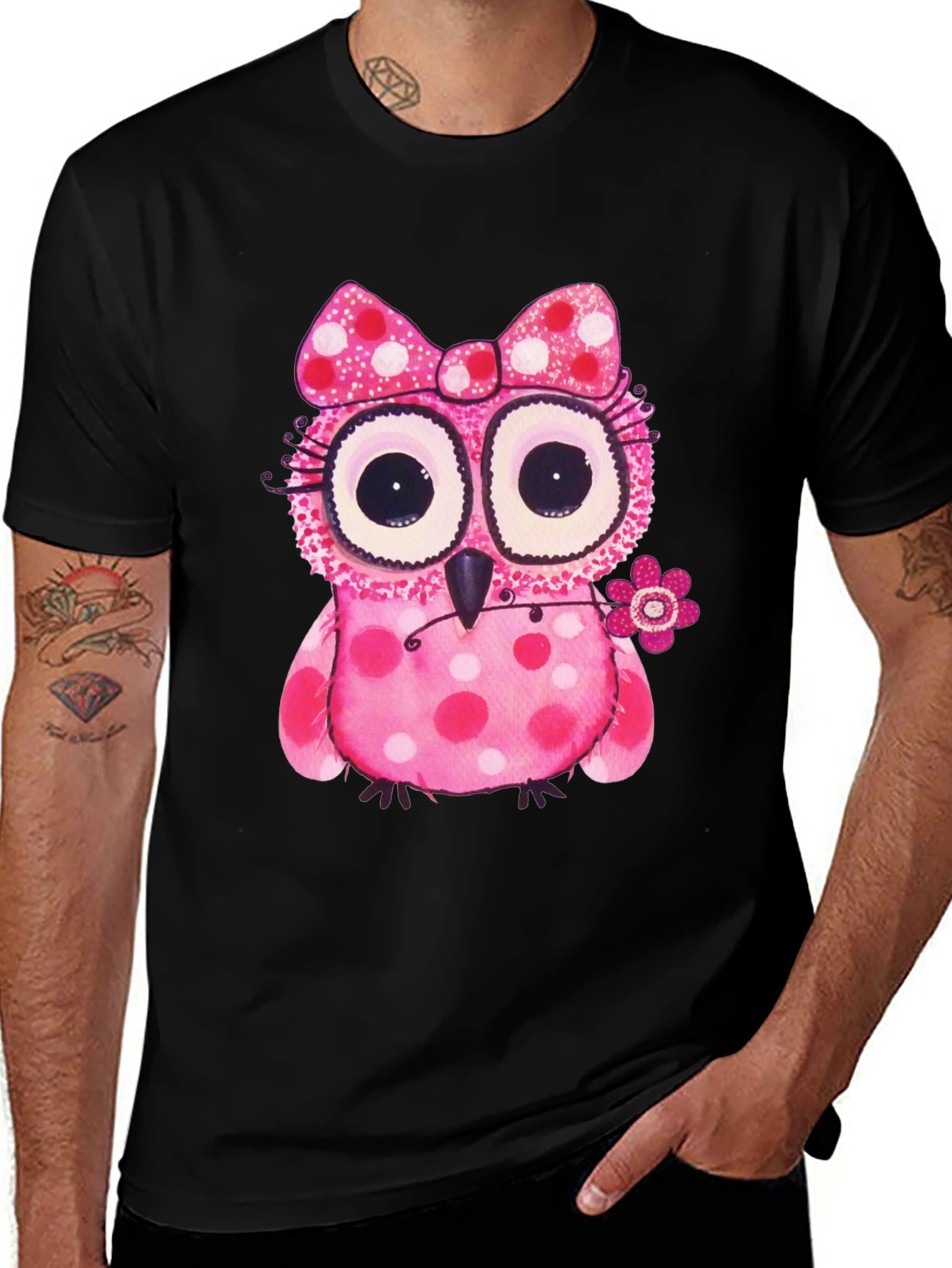 Variant 24 of Cute Pink Polka Dot Owl T-Shirt