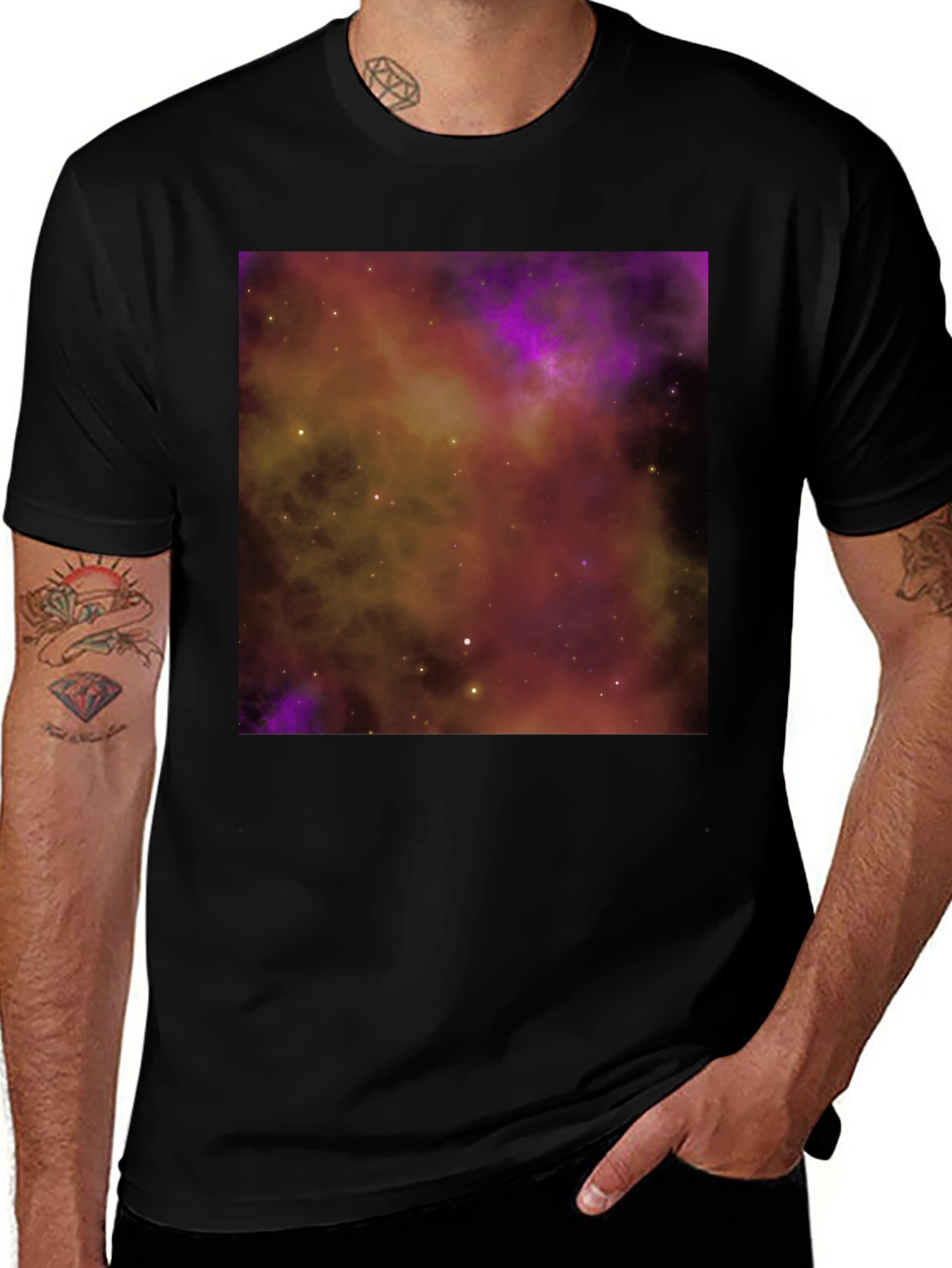 Galaxy Nebula Print Black T-Shirt