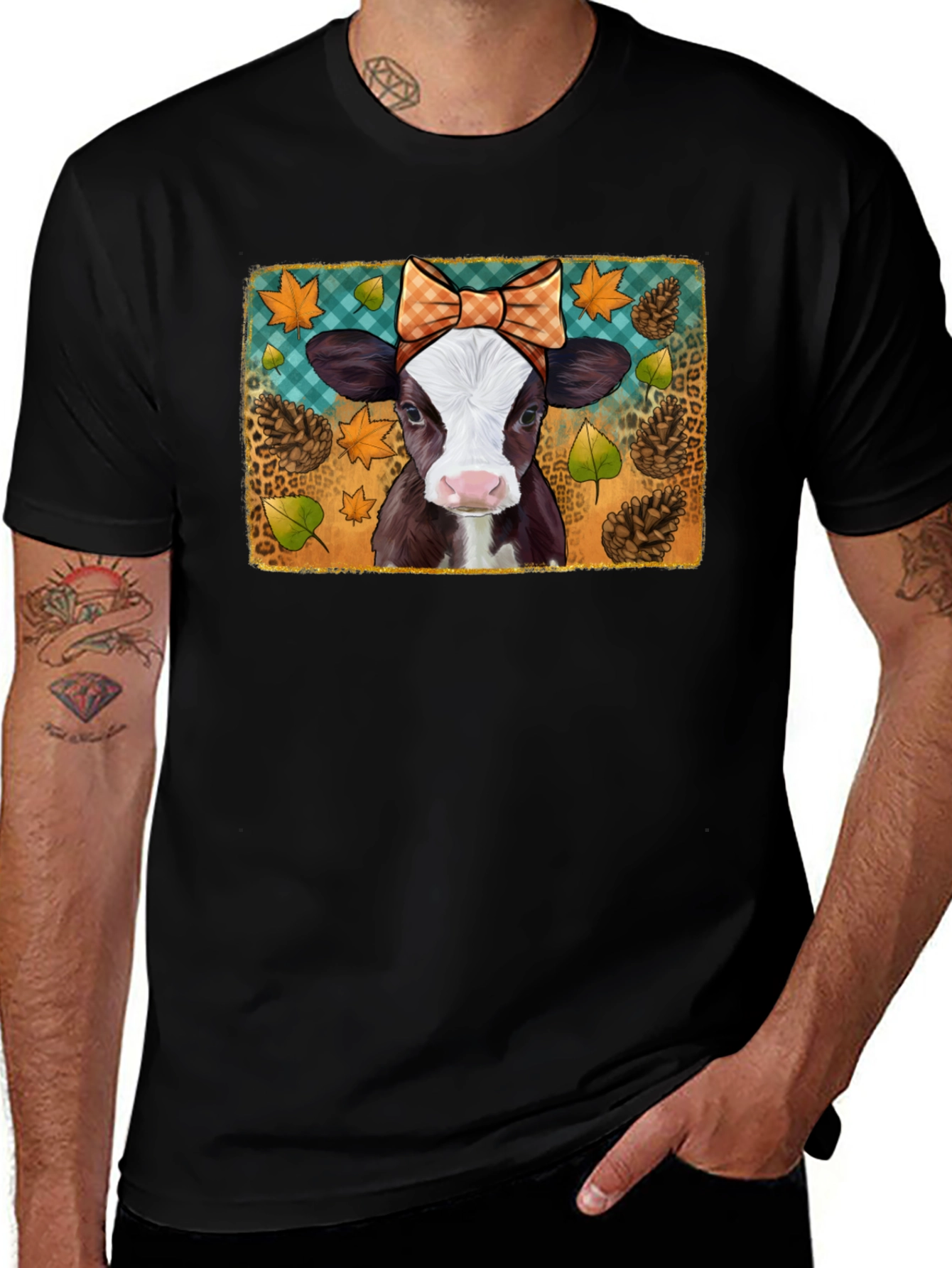 Variant 26 of Cute Fall Cow Graphic Tee