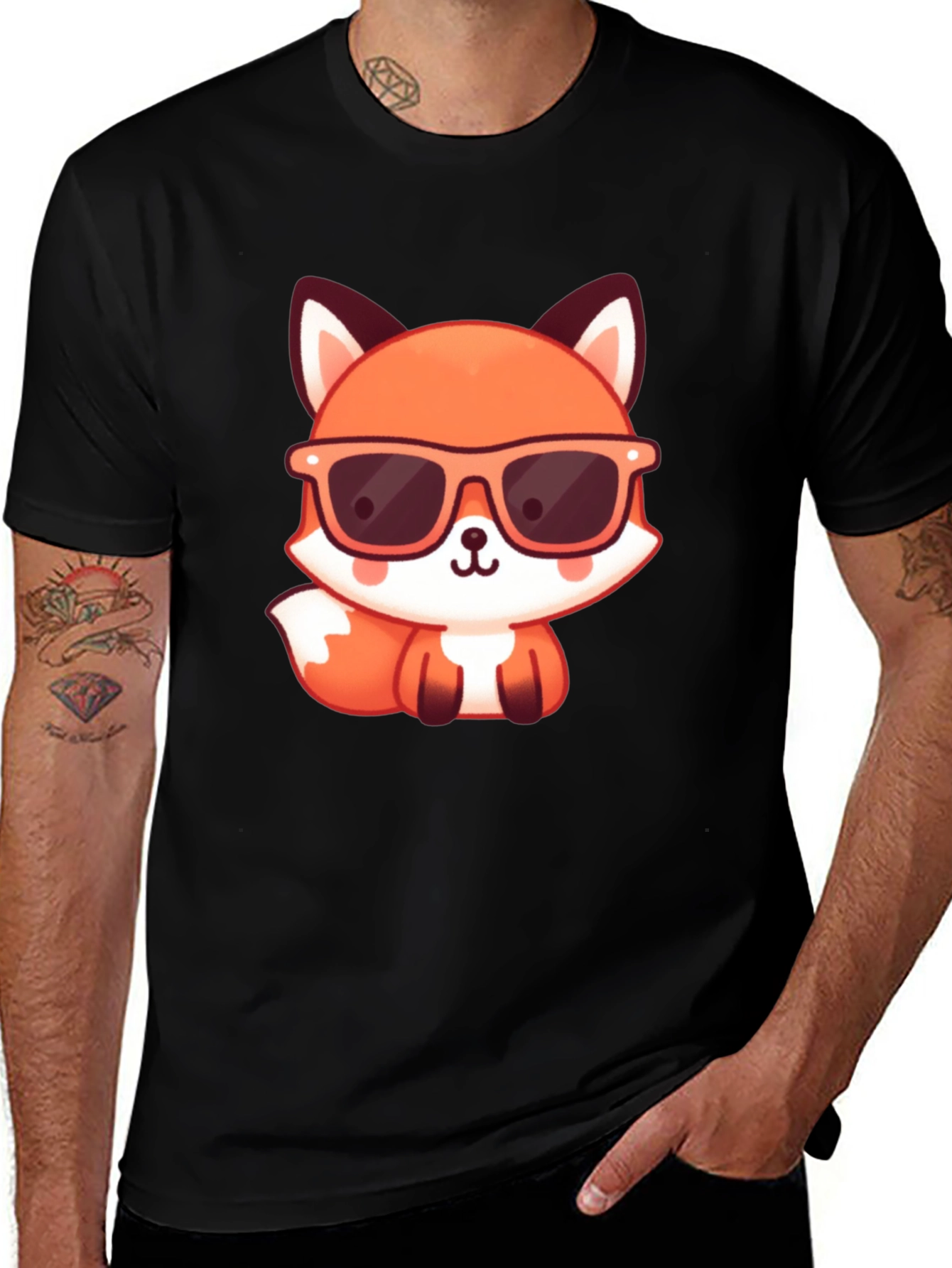 Variant 9 of Cool Fox Graphic Tee - Stylish Black T-Shirt