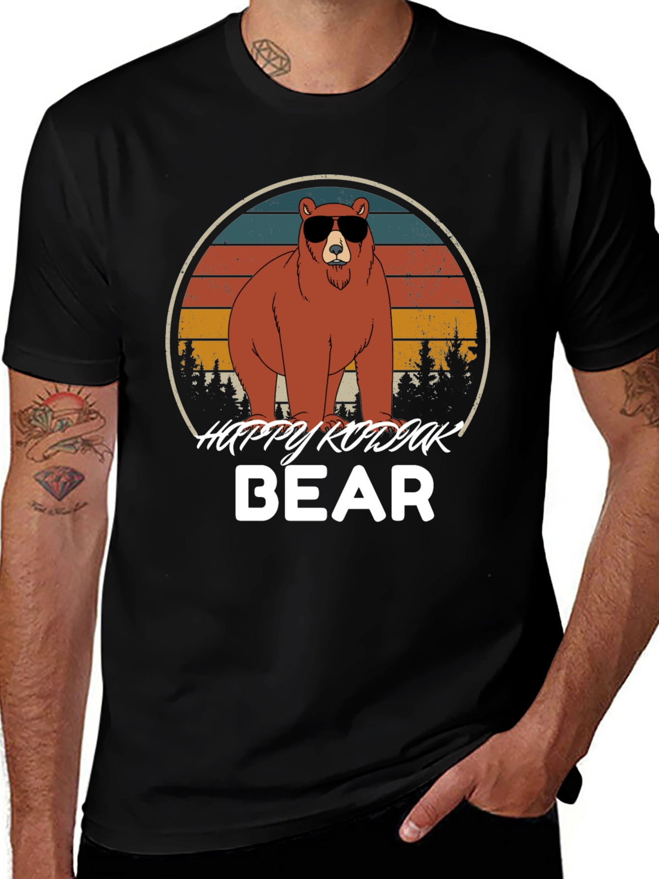 Variant 4 of Happy Kodiak Bear Graphic T-Shirt