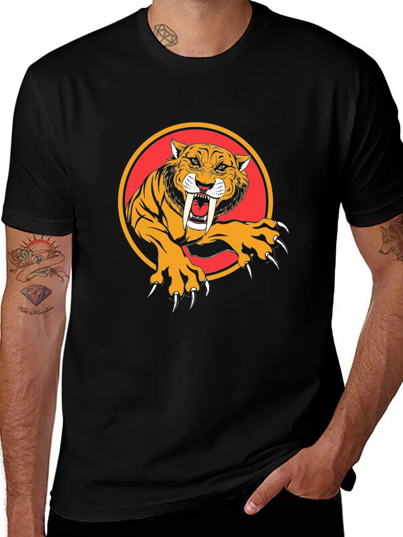 Variant 8 of Saber-Toothed Tiger Graphic Tee - Bold Black T-Shirt