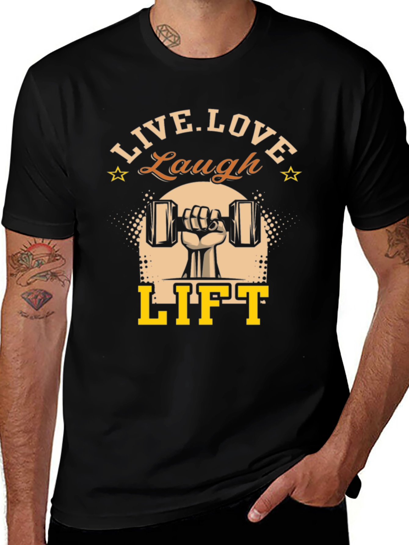 Variant 19 of Live Love Laugh Lift Black Graphic T-Shirt