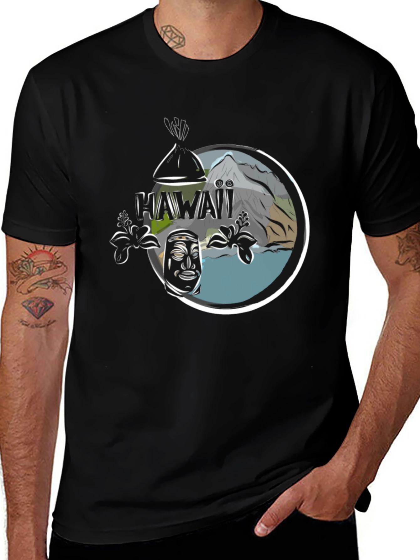 Hawaii Tiki Graphic Tee - Island Style Shirt