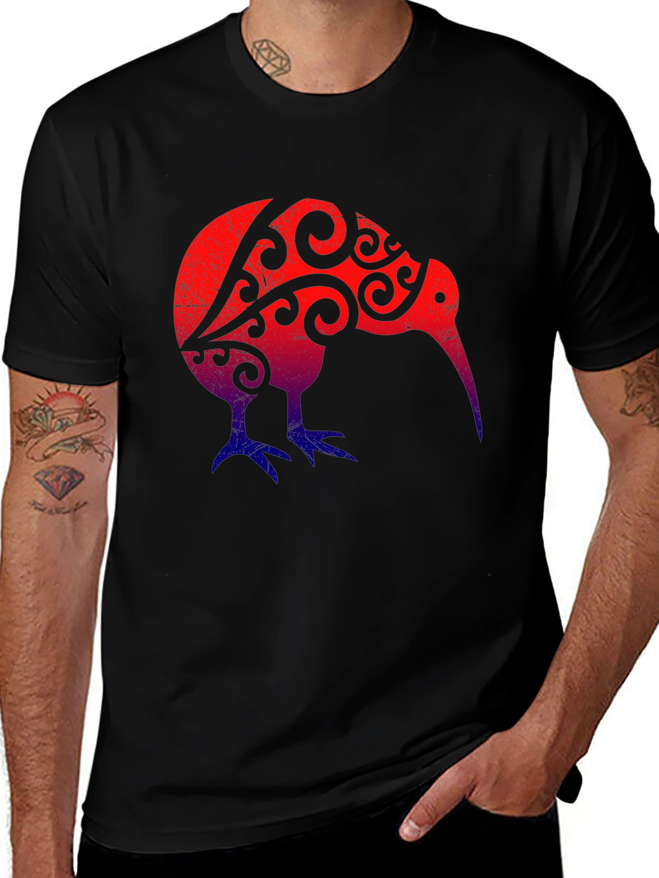 Variant 9 of Tribal Kiwi Bird T-Shirt - Unique Design