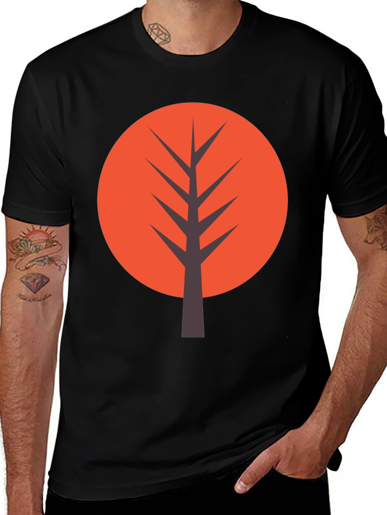 Variant 23 of Modern Tree Graphic Tee - Casual Black T-Shirt