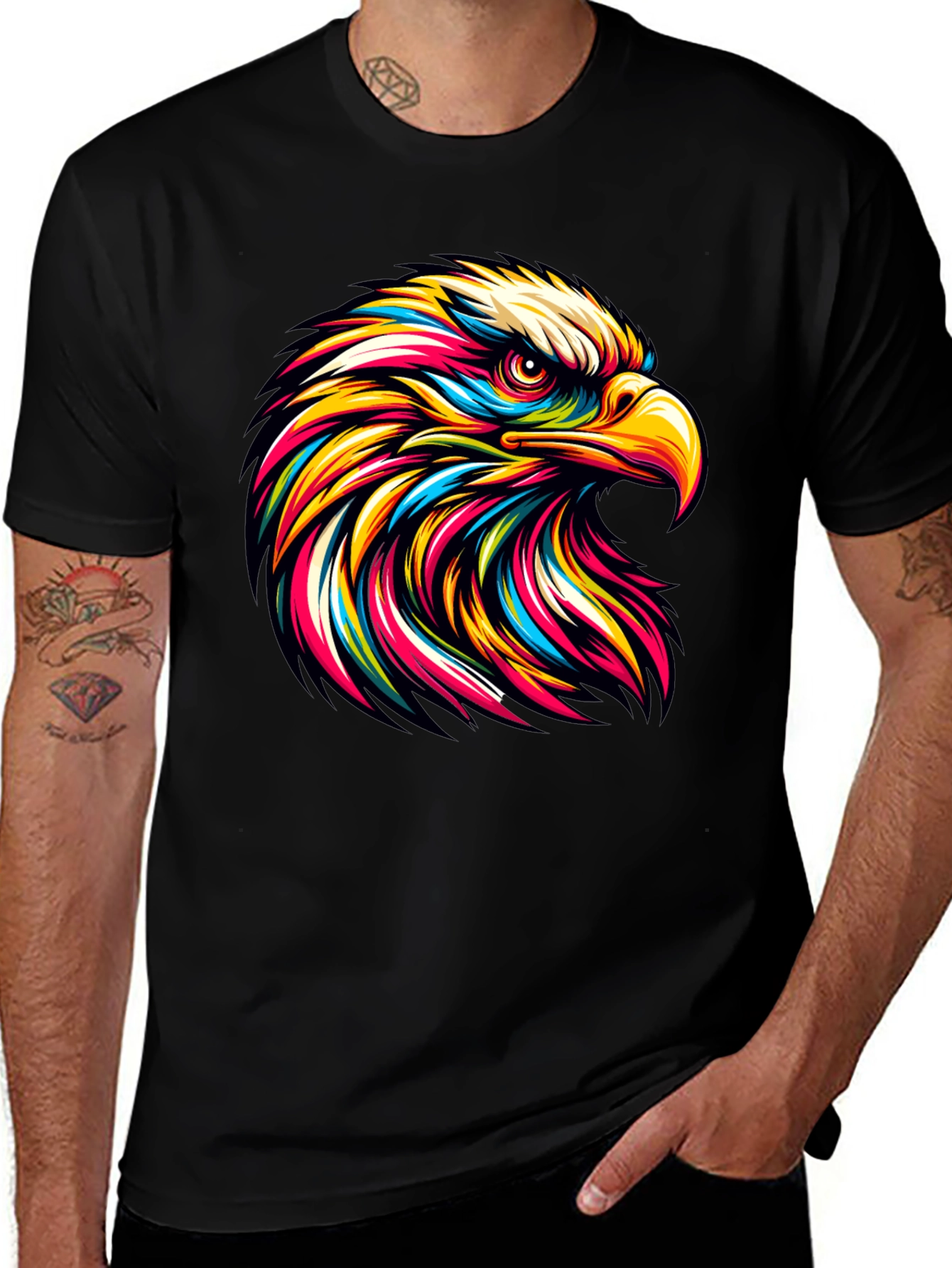 Variant 23 of Bold Eagle Graphic T-Shirt - Vibrant Colors, Stylish Men's Tee