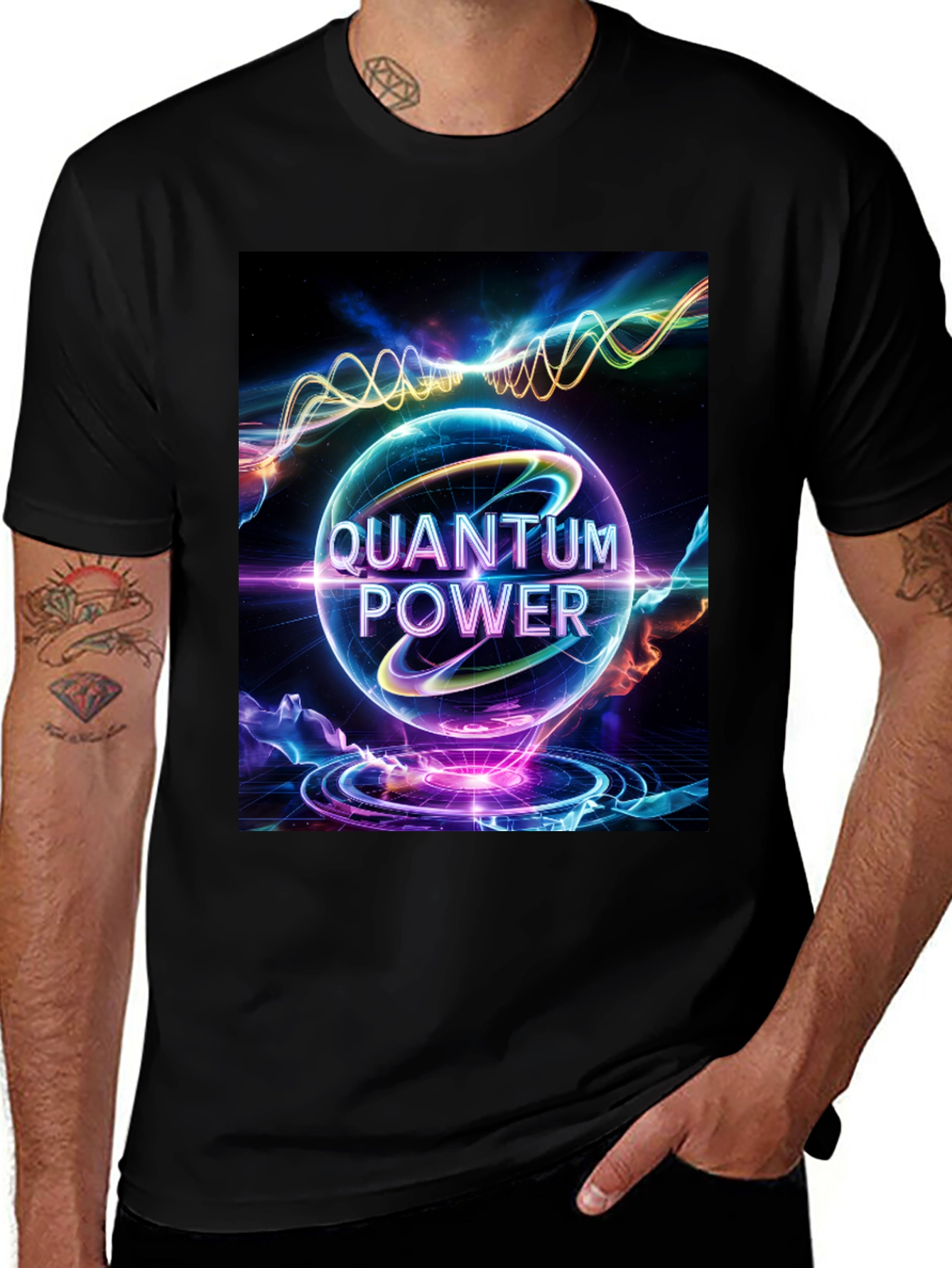 Quantum Power Graphic Tee - Black Cotton Blend