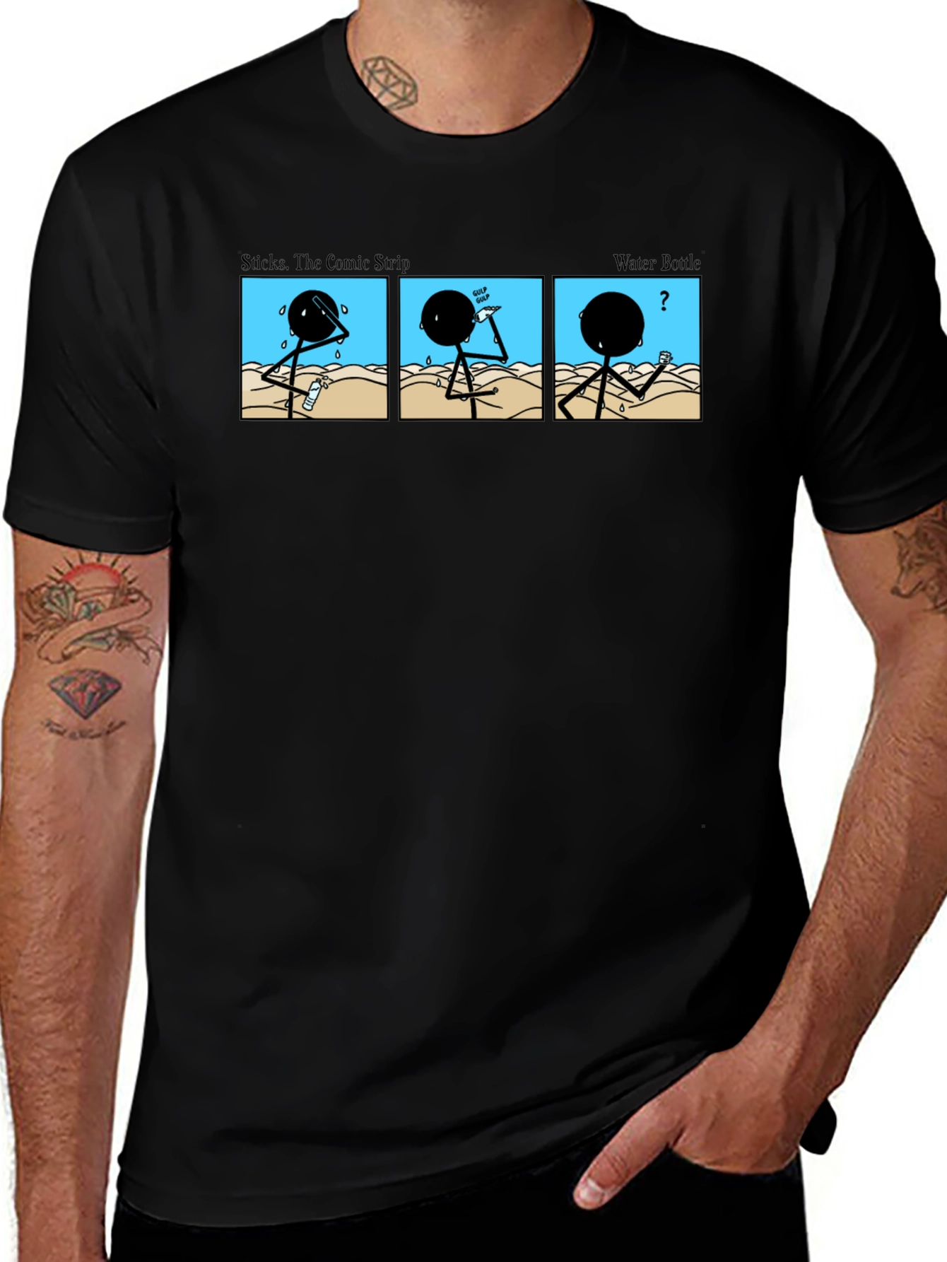 Variant 16 of Stick Figure Comic Strip T-Shirt - Black