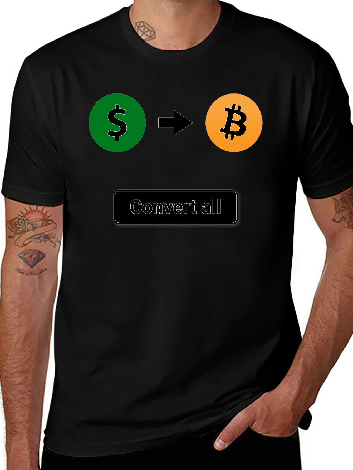 Variant 22 of Convert All Dollar to Bitcoin Graphic Tee