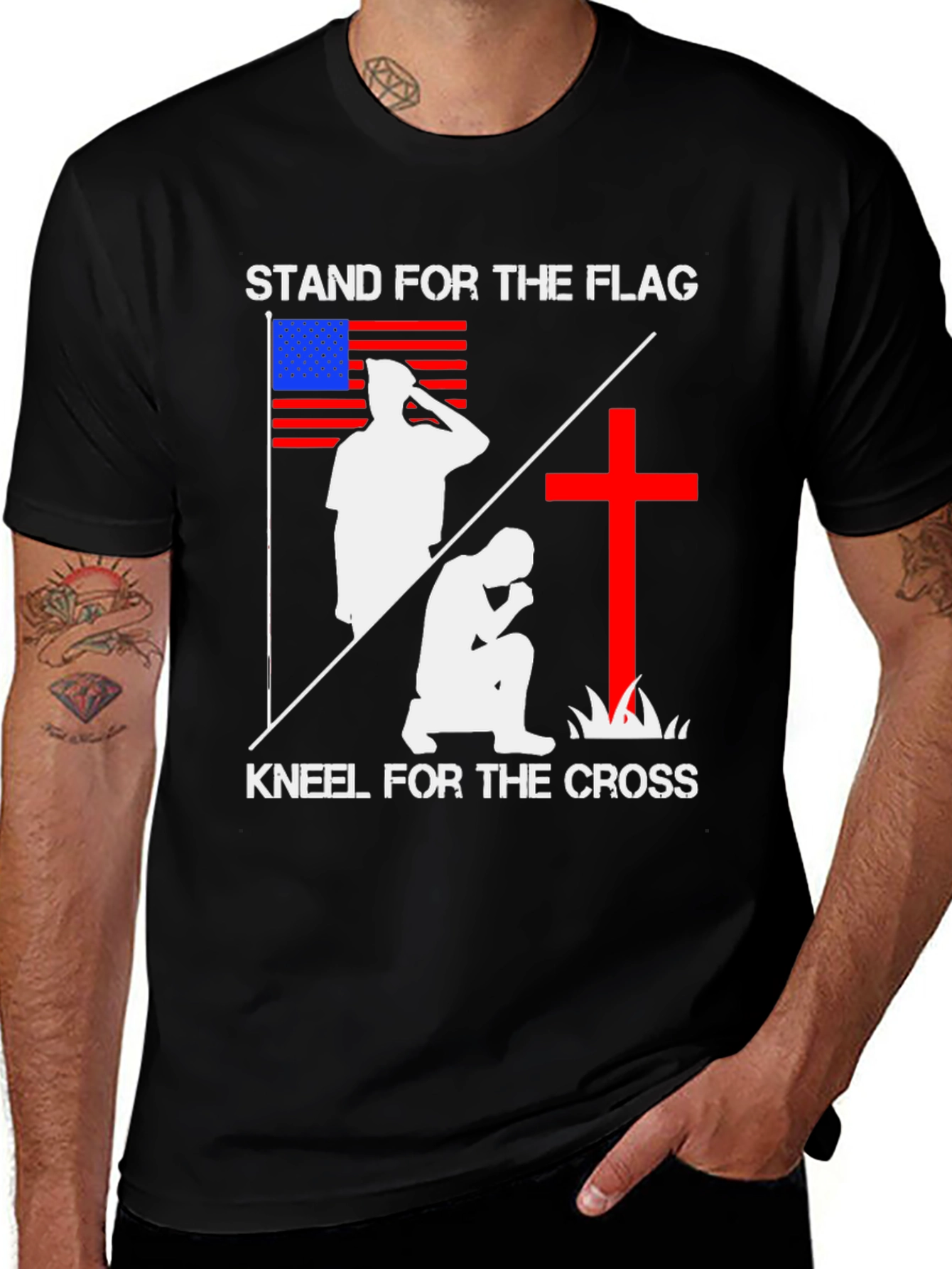 Variant 10 of Stand for the Flag Kneel for the Cross T-Shirt