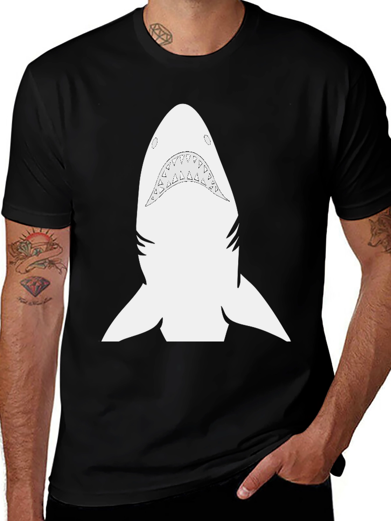 Variant 25 of Shark Graphic Tee - Black Cotton Comfort