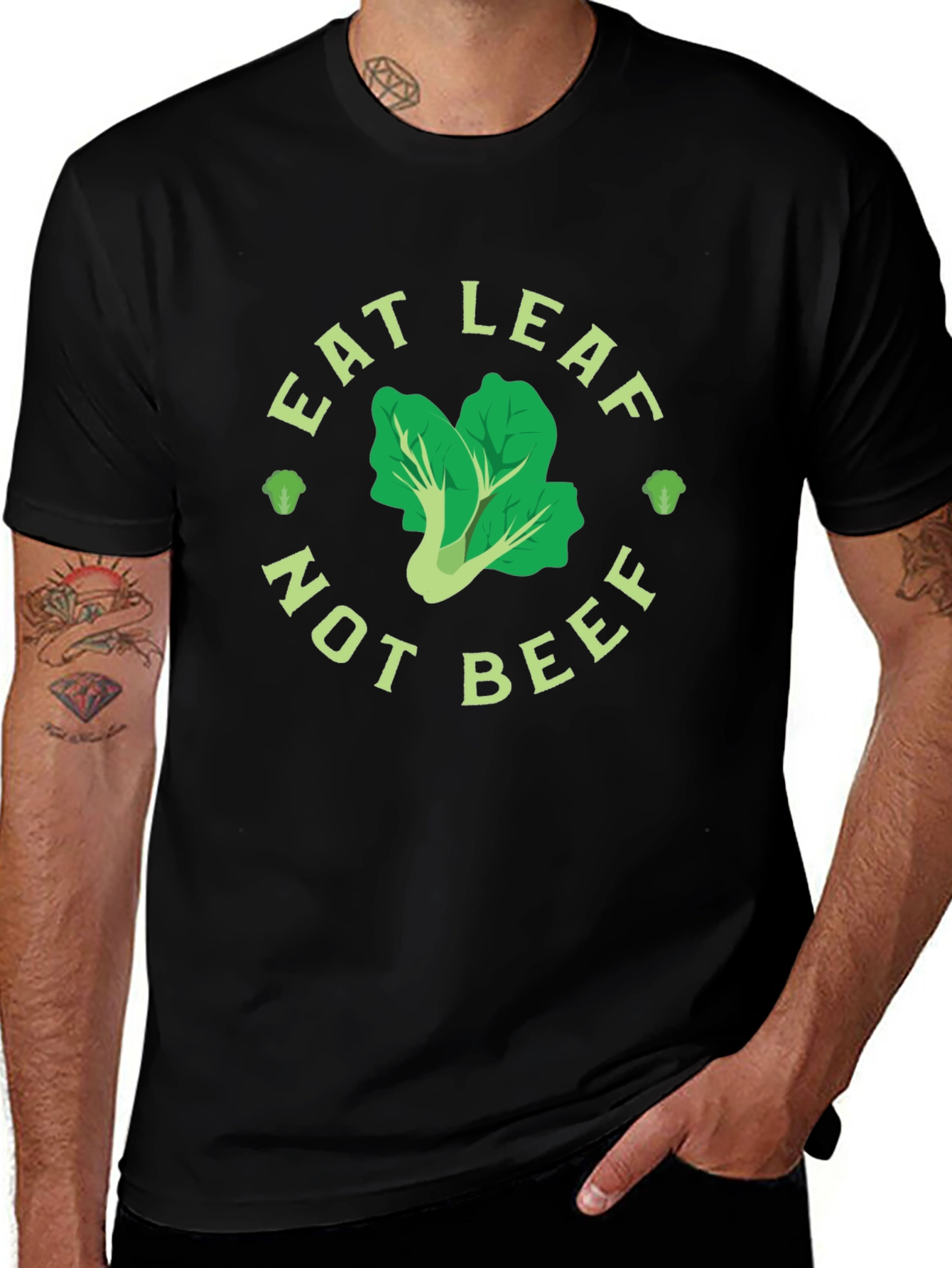 Variant 19 of Eat Leaf Not Beef T-Shirt - Vegan Style