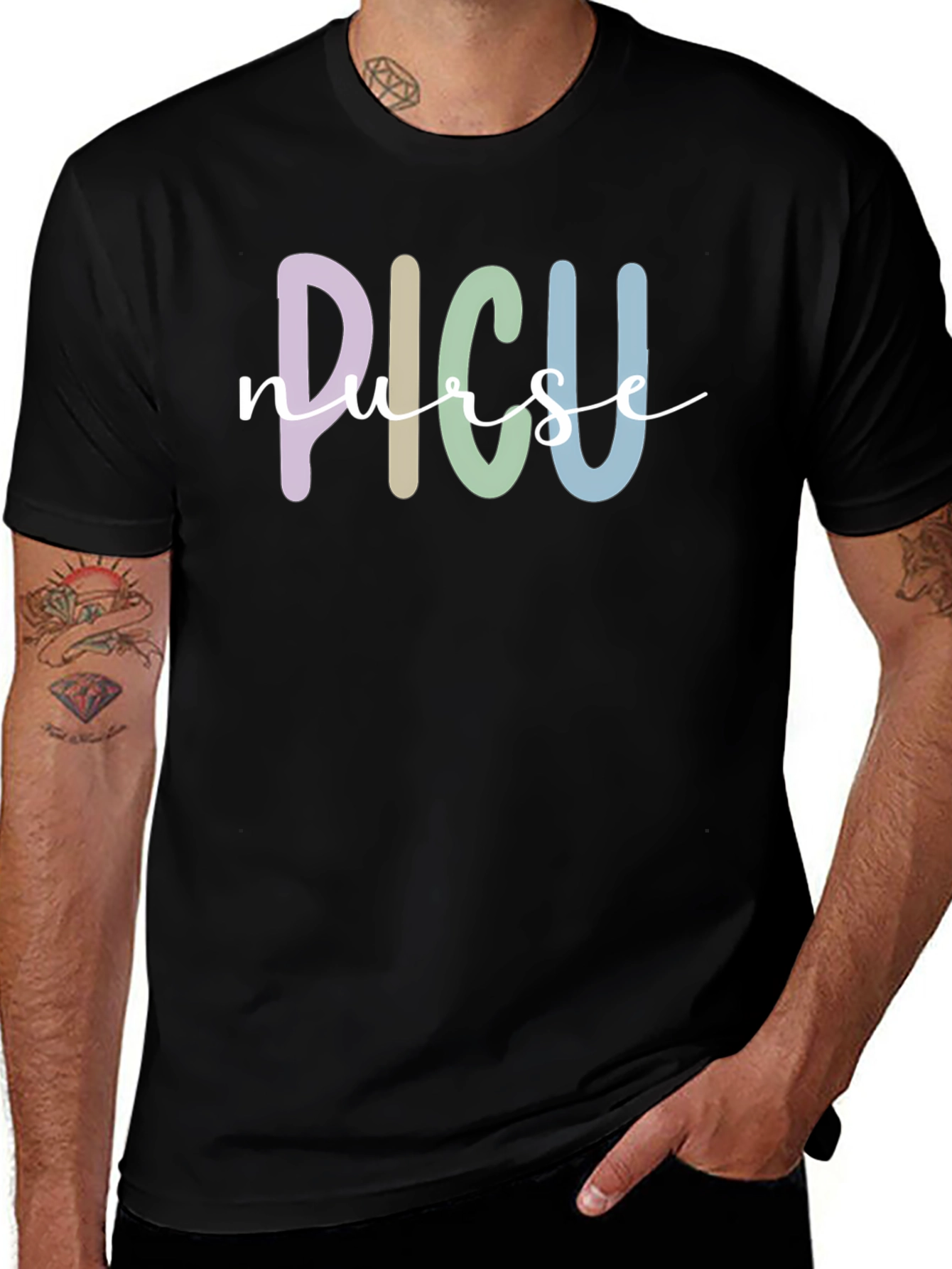 Variant 17 of PICU Nurse T-Shirt - Black Cotton Blend