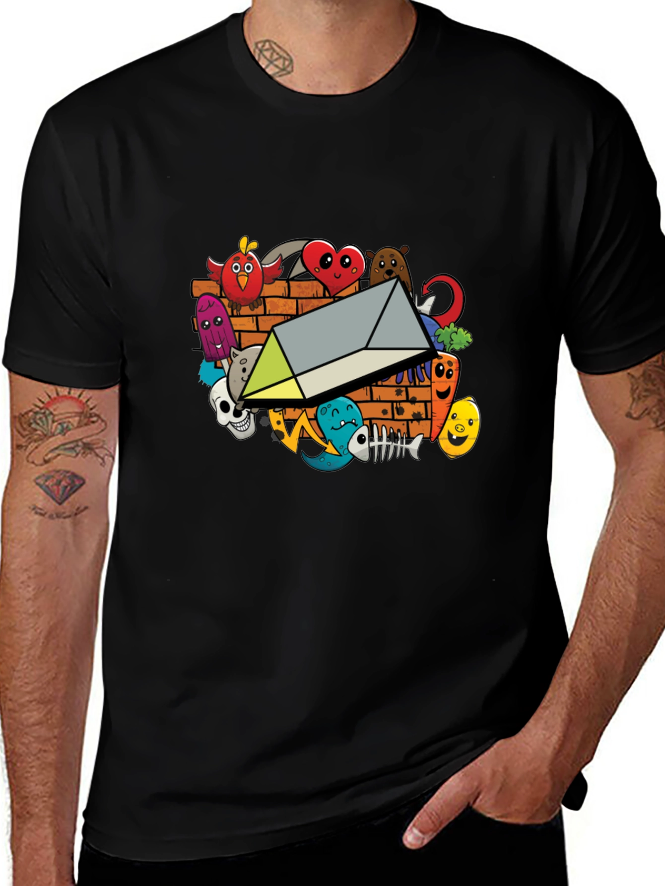 Variant 2 of Doodle Prism Graphic Black T-Shirt