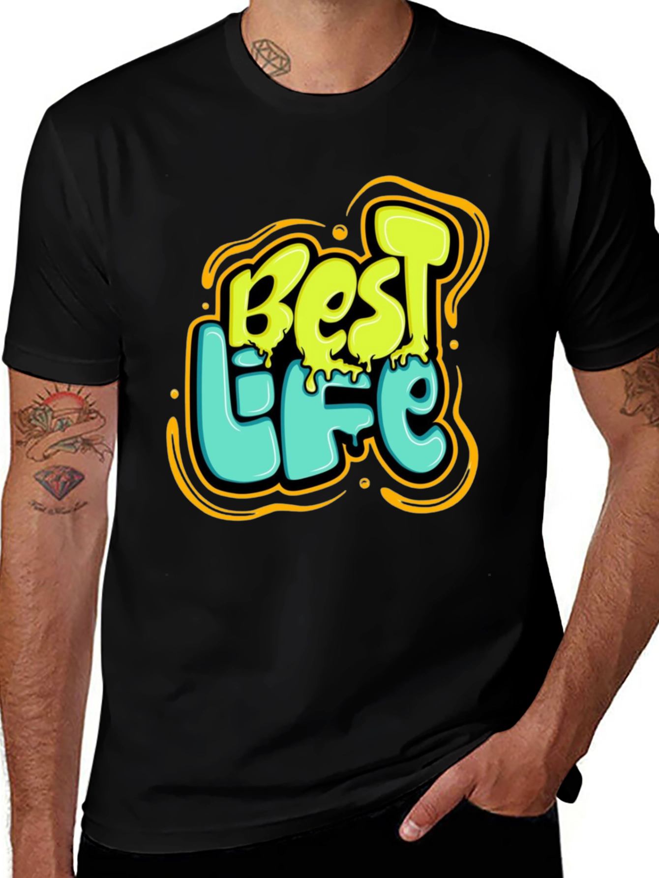 Best Life Graphic Print Black T-Shirt