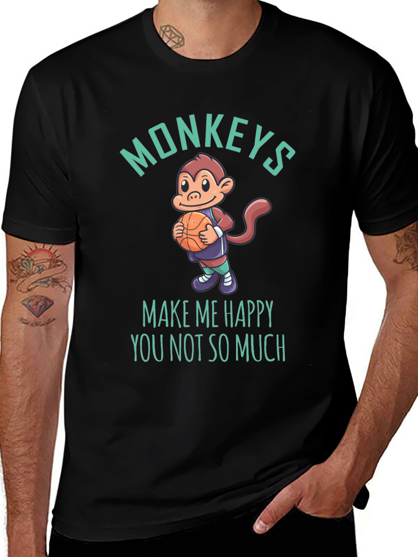 Variant 29 of Funny Monkey Basketball Graphic T-Shirt