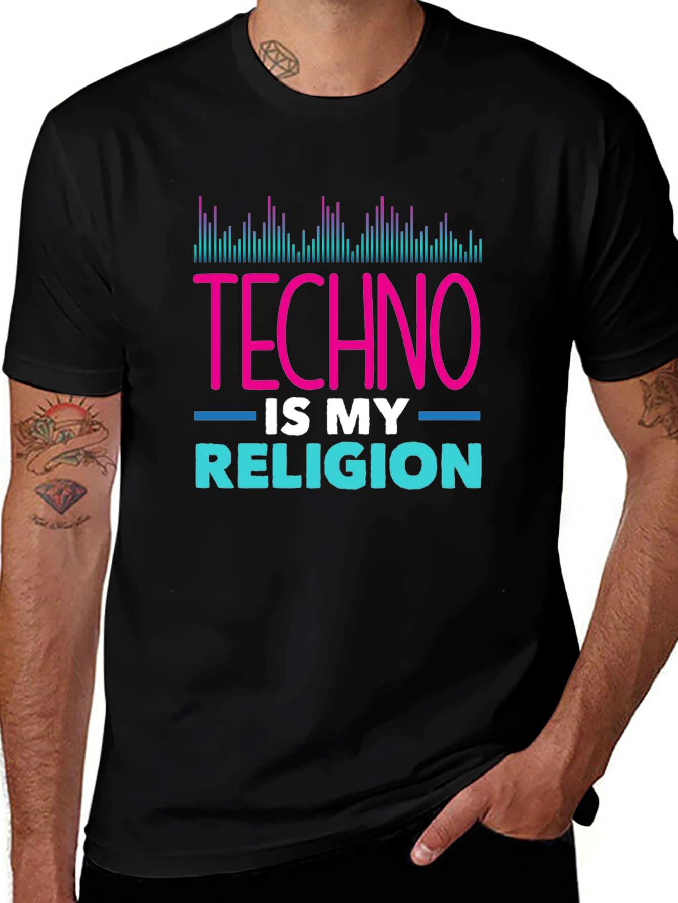 Variant 11 of Techno is My Religion Graphic T-Shirt - Music Lover Tee