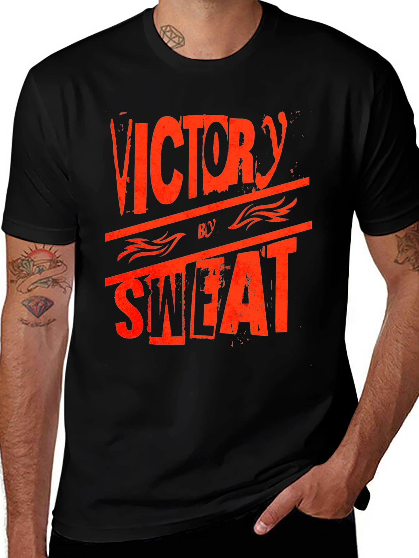 Variant 14 of Victory by Sweat Graphic Print Crew Neck T-Shirt