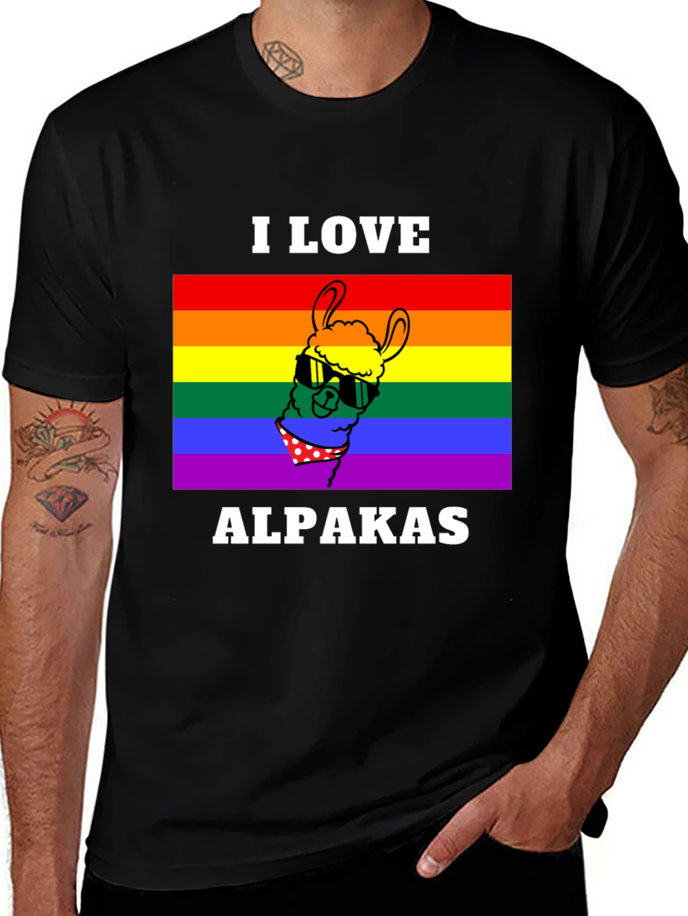 Variant 4 of I Love Alpakas LGBT Pride Rainbow T-Shirt