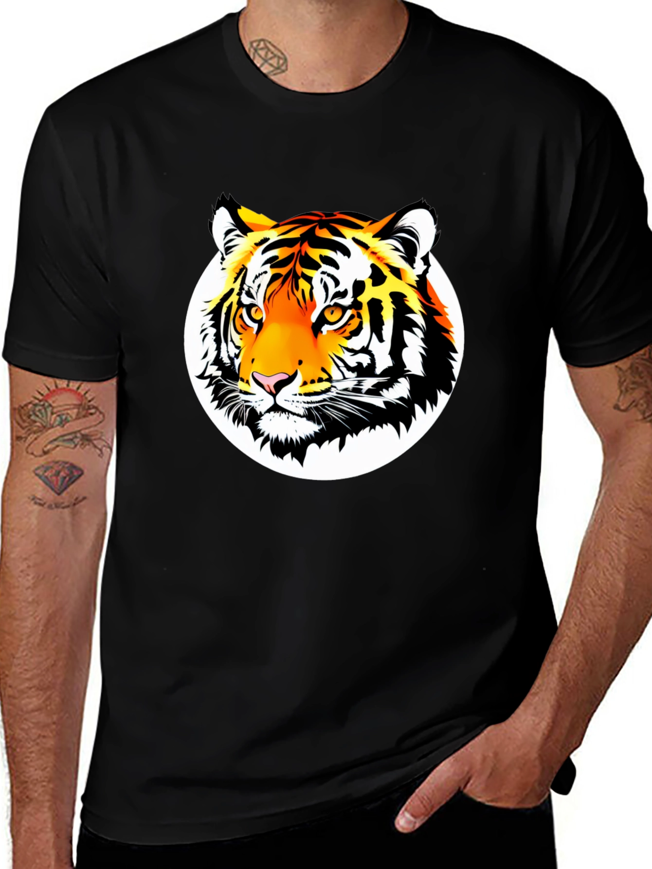 Variant 18 of Bold Tiger Graphic Tee - Premium Black Cotton