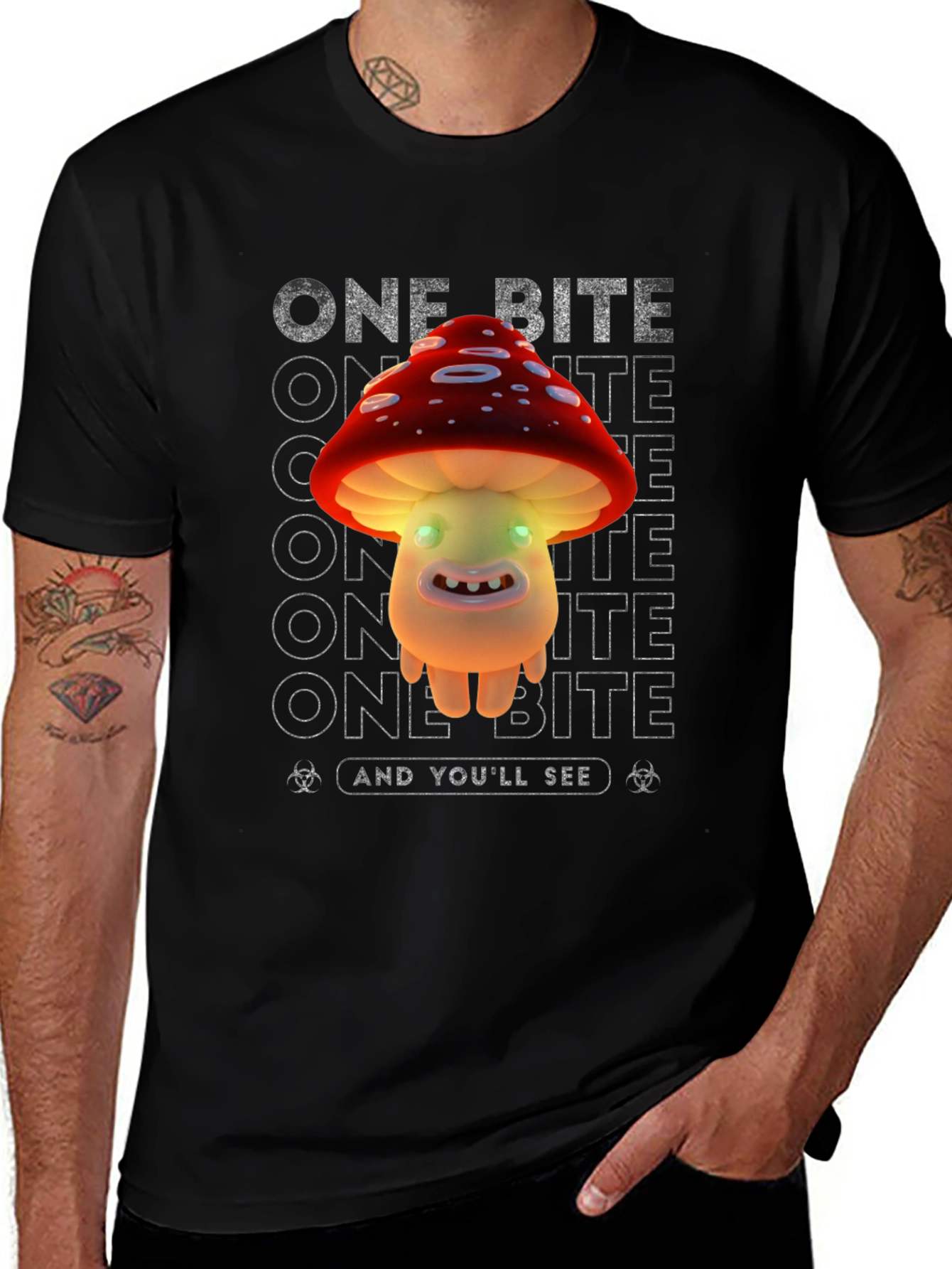 Variant 30 of One Bite Mushroom Graphic Tee - Funny Novelty T-Shirt