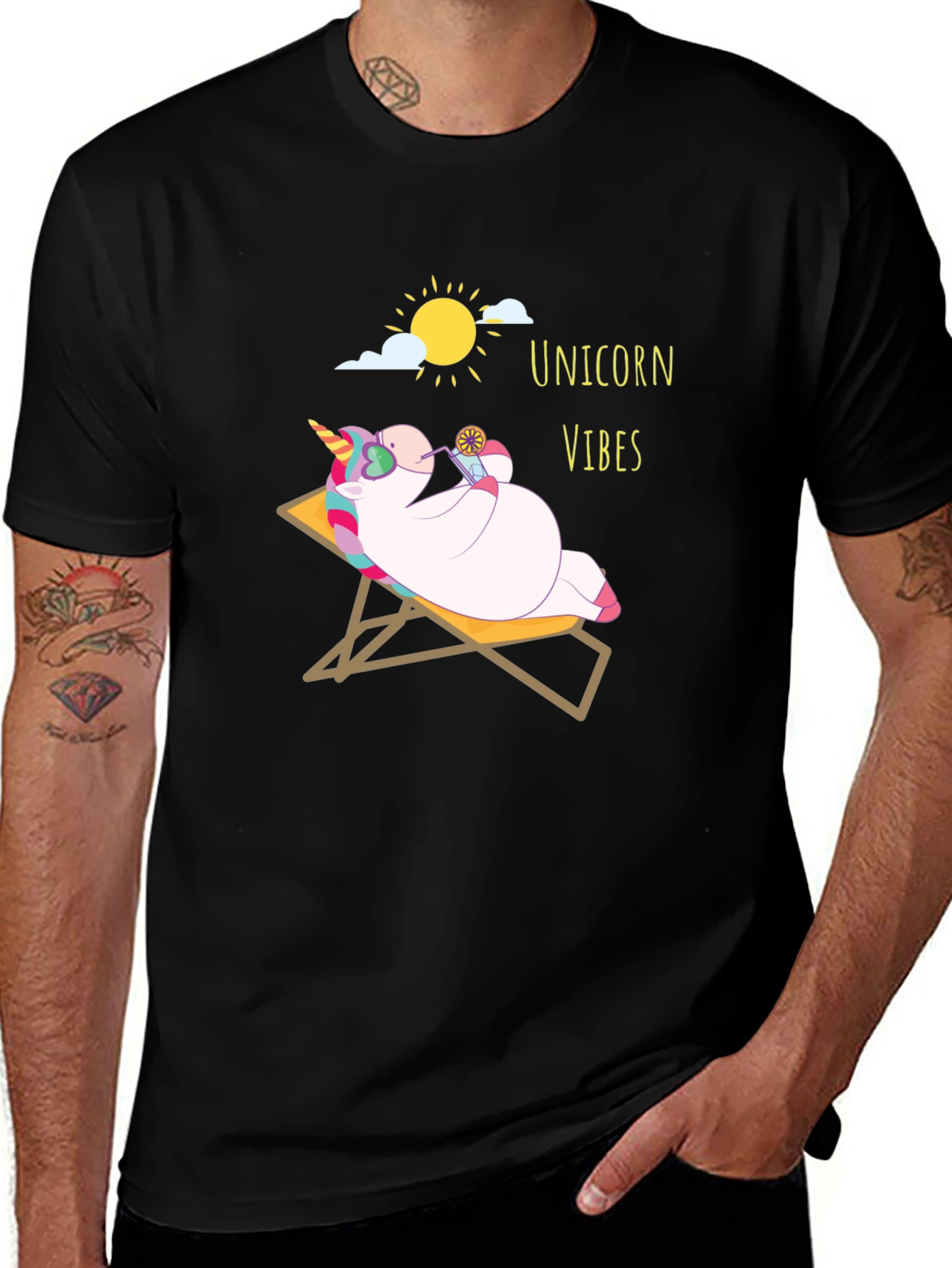Variant 8 of Unicorn Vibes T-Shirt: Sun, Beach, & Cocktails!