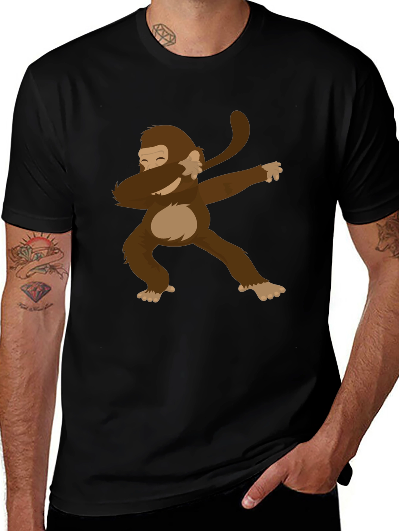 Variant 19 of Dabbing Monkey Graphic Tee - Men's Black T-Shirt
