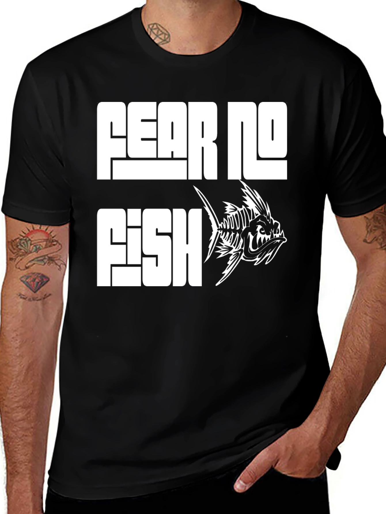 Variant 11 of Fear No Fish Graphic Black T-Shirt