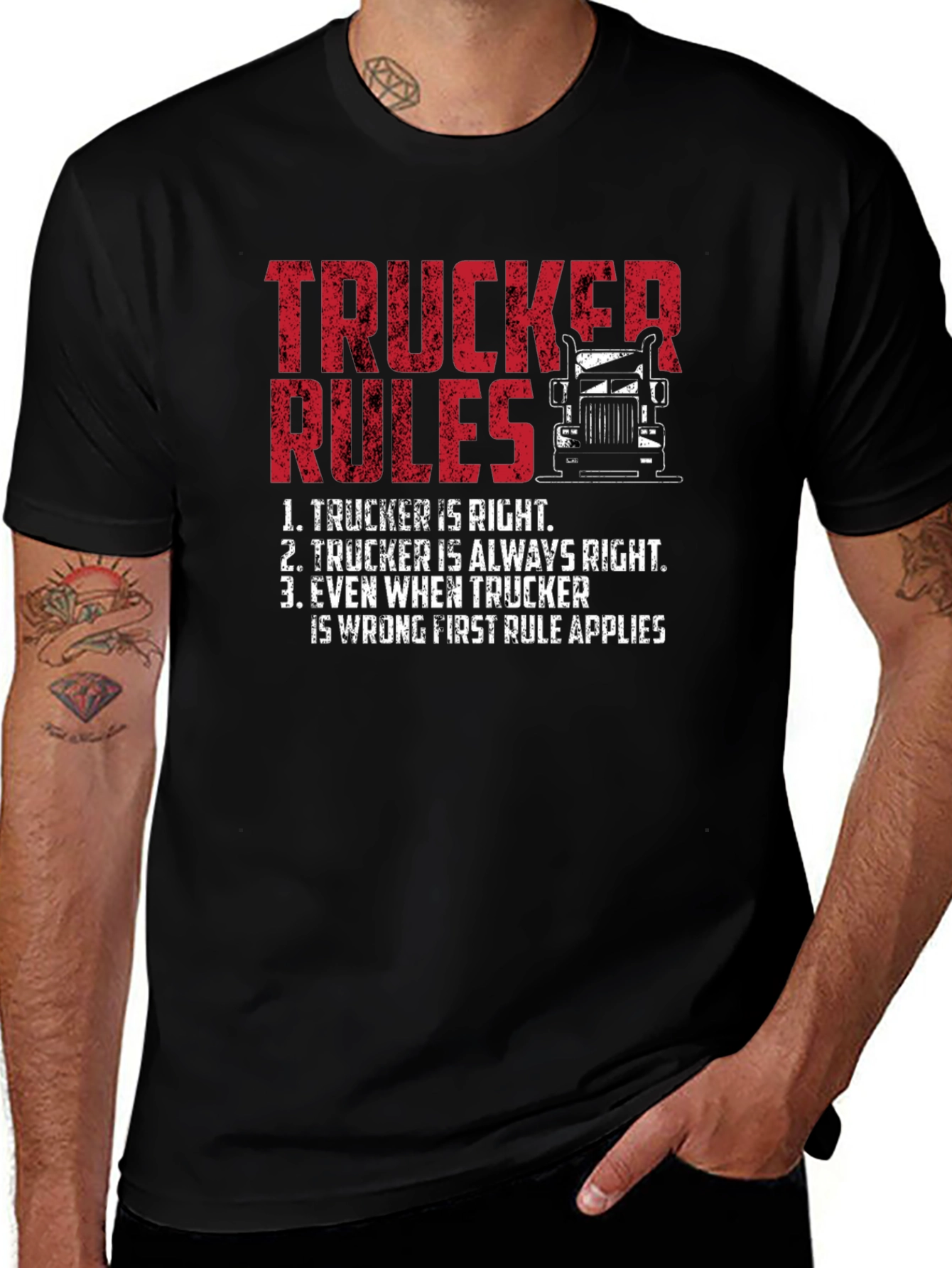 Variant 12 of Trucker Rules Graphic Tee - Funny Truck Driver T-Shirt