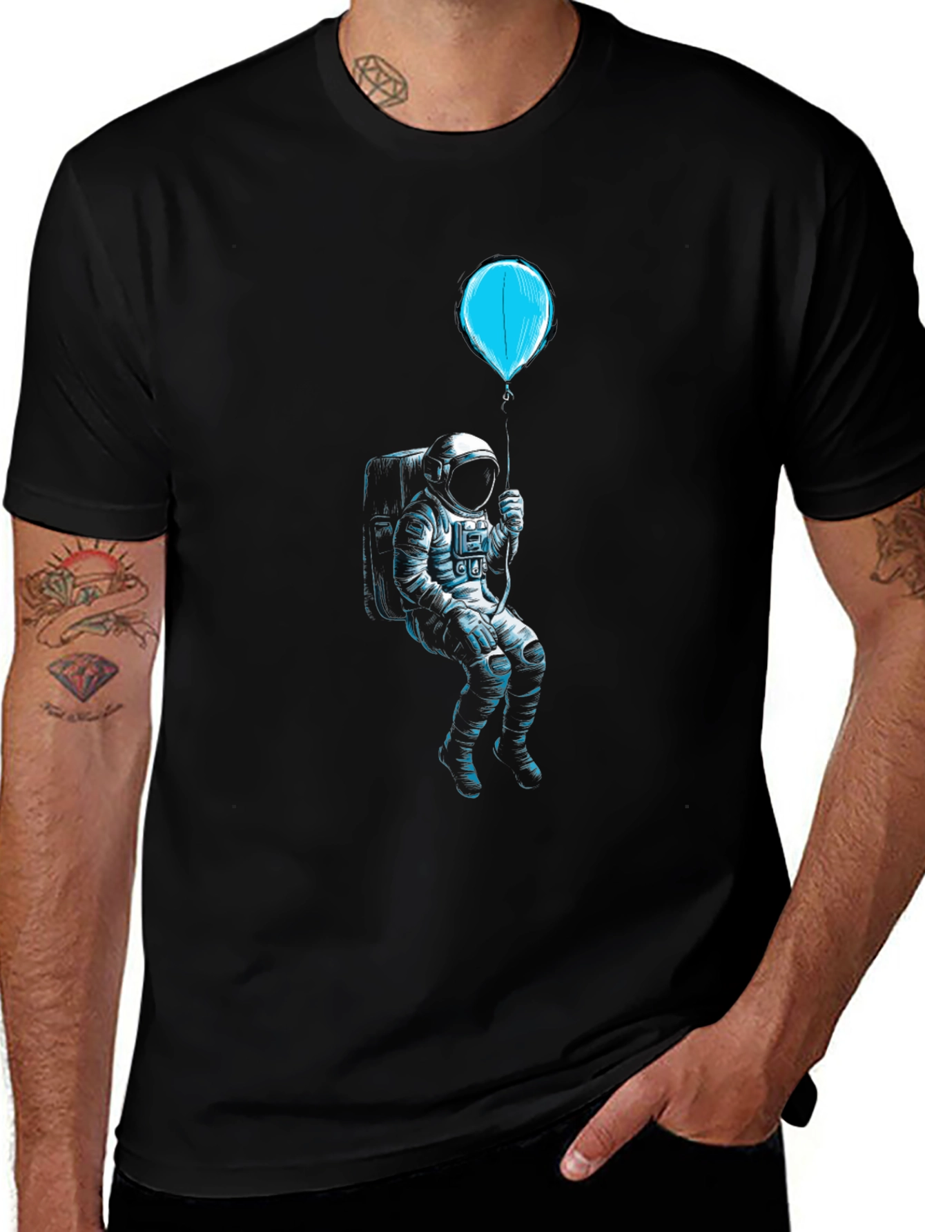 Astronaut Balloon Black Graphic Tee