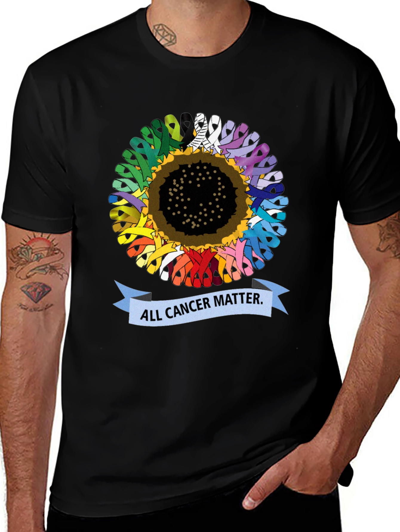 Variant 2 of All Cancer Matter T-Shirt - Sunflower Ribbon Design