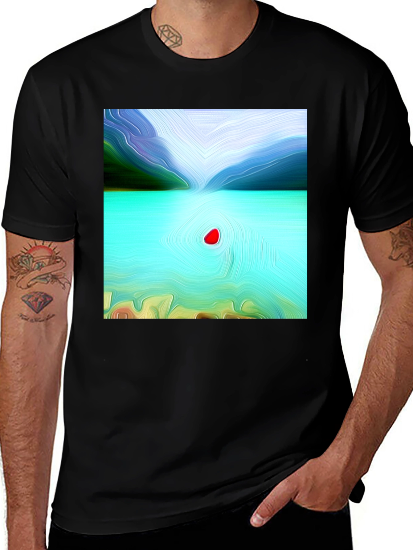 Variant 27 of Abstract Lake Graphic T-Shirt