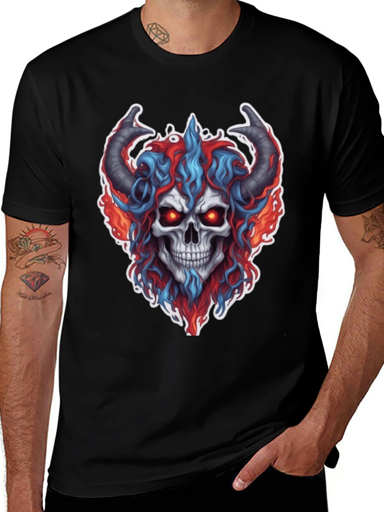 Variant 20 of Skull Demon Graphic Tee - Black Cotton T-Shirt