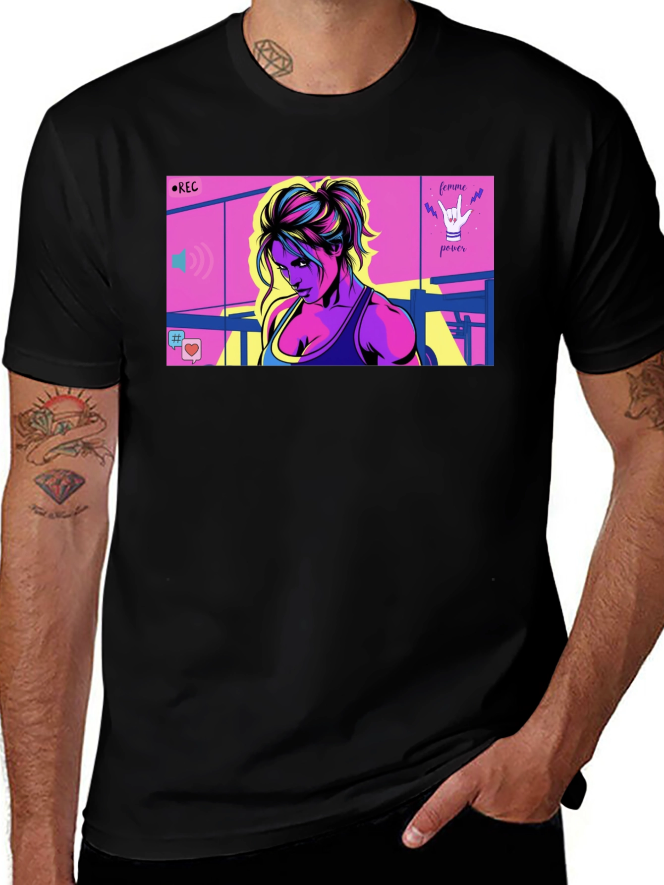 Variant 14 of Femme Power Graphic T-Shirt - Black